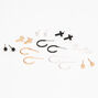 Mixed Metal Cross Stud &amp; Hoop Earrings - 9 Pack,