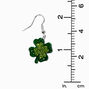 Glittery Double Shamrock Drop Earrings,