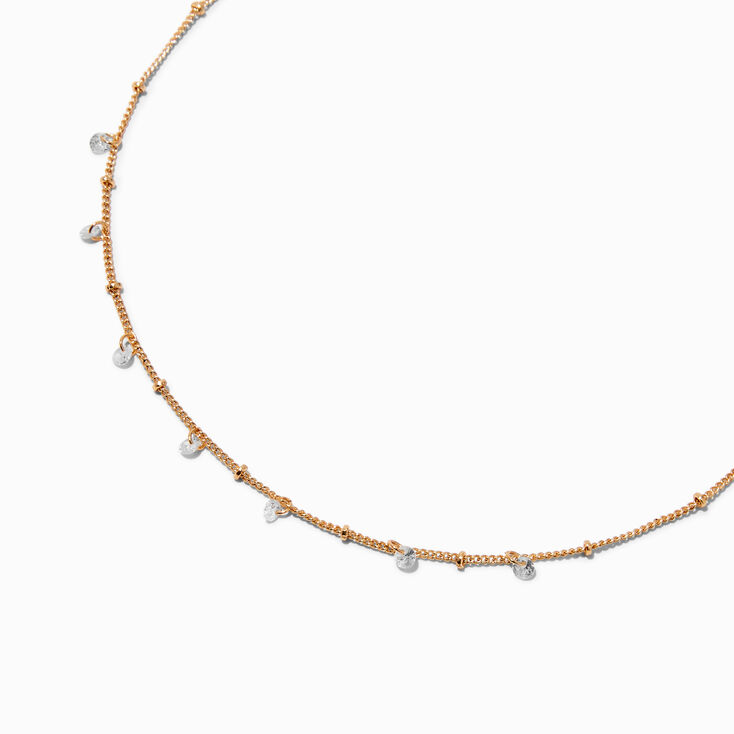 Cubic Zirconia Confetti Charm Gold-tone Chain Necklace,