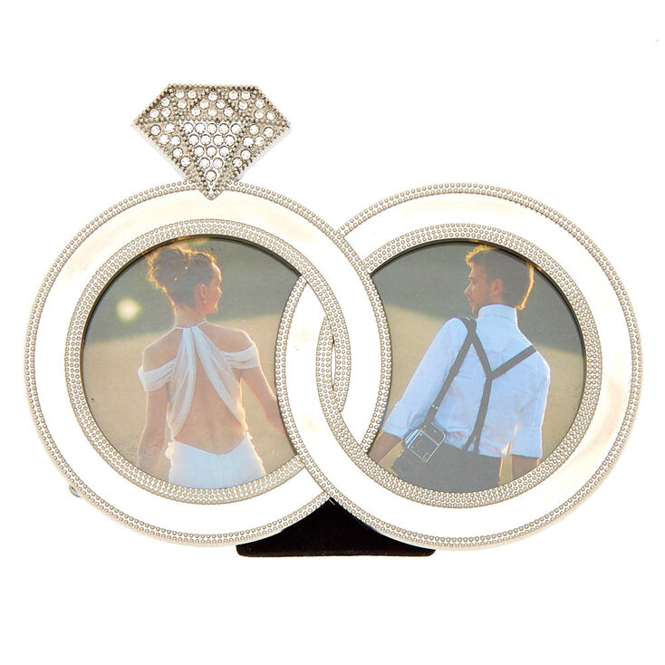 Silver Intertwined  Wedding  Rings  Double Photo Frame Icing US