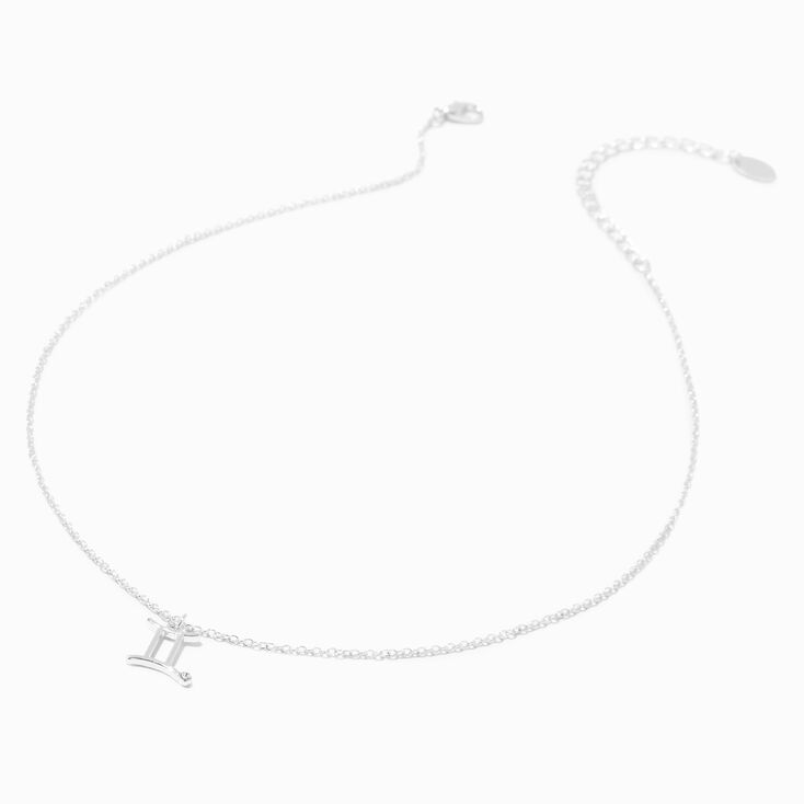 Silver Zodiac Embellished Pendant Necklace - Gemini,