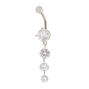 Silver 14G Triple Stone Belly Ring,