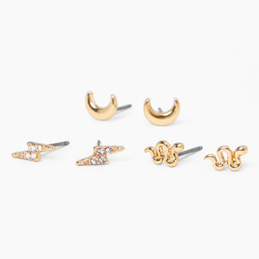 Gold Celestial Stud Earring Stackables Set - 3 Pack,