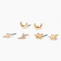 Gold-tone Celestial Stud Earring Stackables Set - 3 Pack,