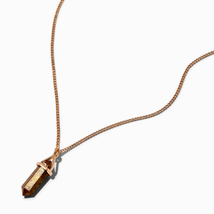 Faux Tiger&#39;s Eye Mystical Gem Pendant Necklace,