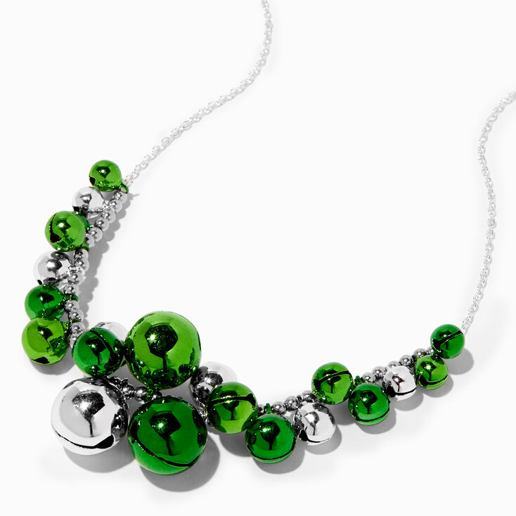 St. Patrick&#39;s Day Silver &amp; Green Bells Necklace,