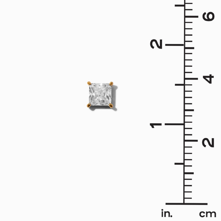 Gold-tone Stainless Steel Cubic Zirconia 8MM Square Stud Earrings,