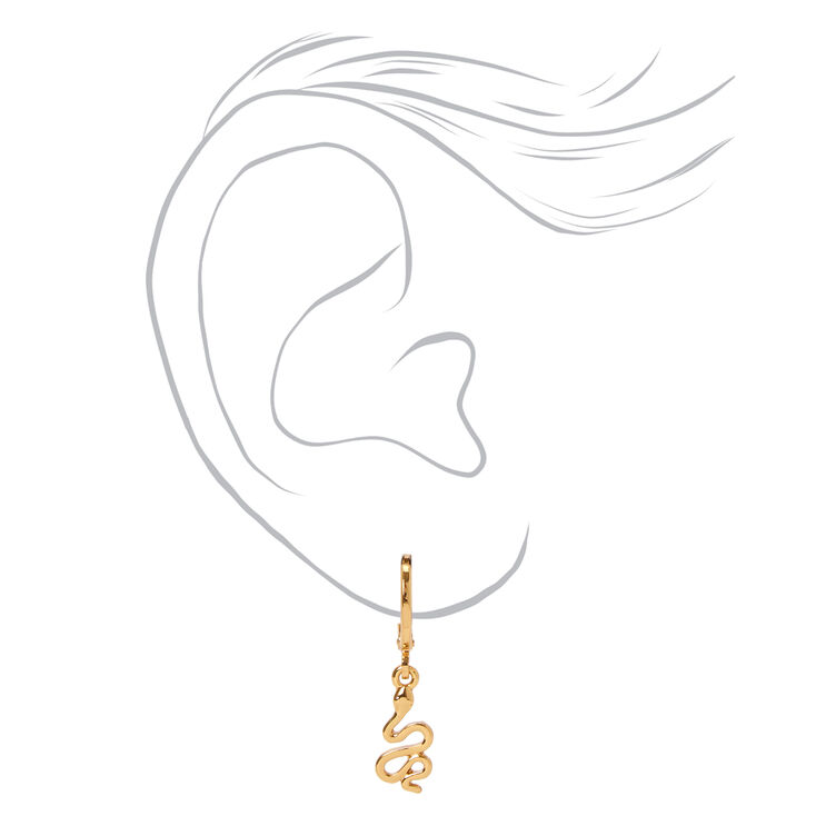 18kt Gold Plated 10MM Snake Huggie Hoop Earrings,