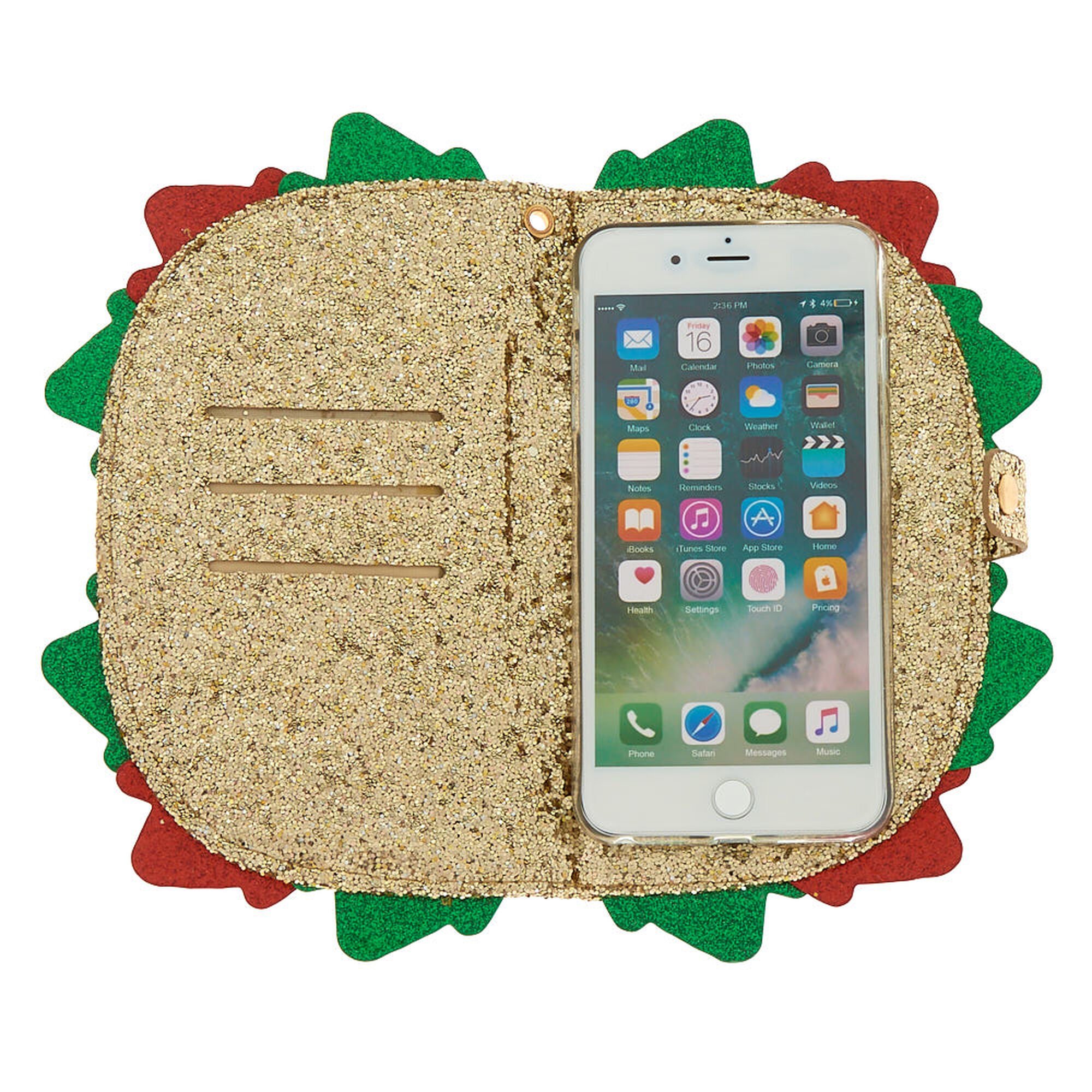 glitter taco folio phone case gold icing us