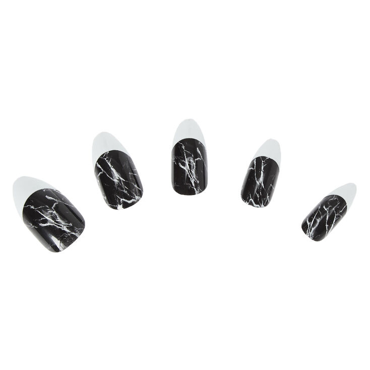 Two -Tone Marble French Tip Faux Nail Set - 24 Pack,