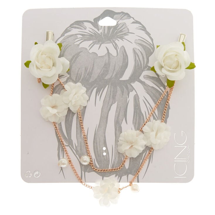 White Paper Rose Gold Chain Hair Swag Clips,