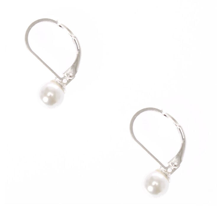 Faux Pearl Mini Hoop Earrings,