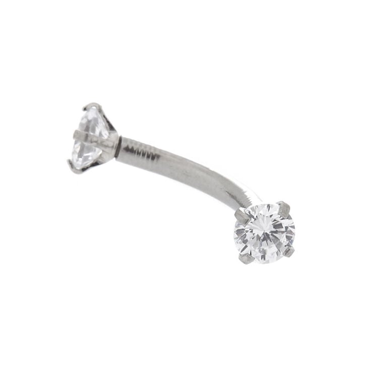 Silver 16G Cubic Zirconia Rook Earring,