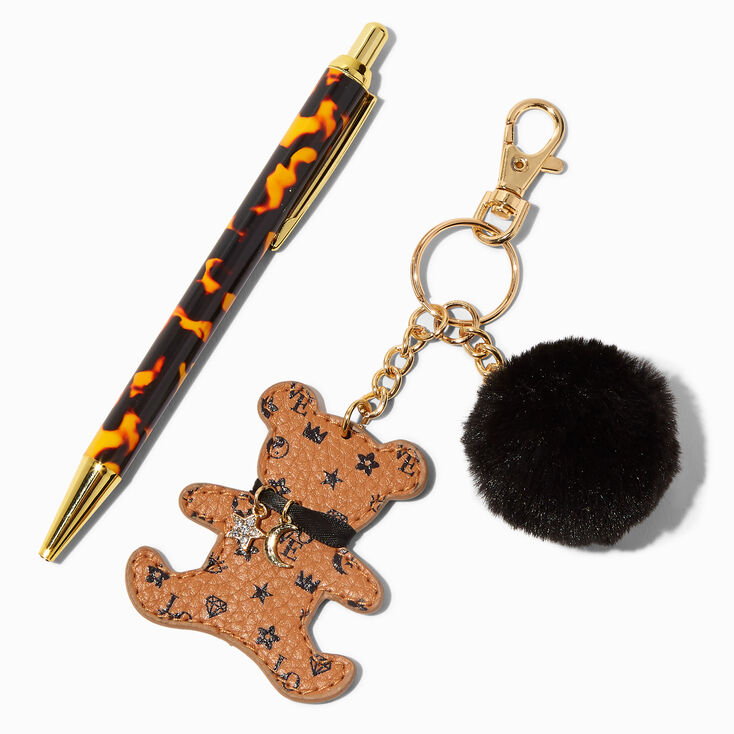 Status Icons Bear Keychain &amp; Tortoiseshell Pen Gift Set,