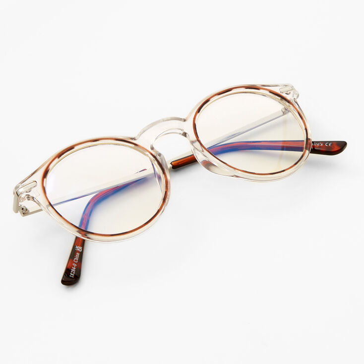 Solar Blue Light Reducing Round Clear Lens Frames - Brown Tortoise,
