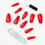 Glossy Red Squareletto Faux Nail Set - 24 Pack,
