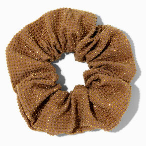 Brown Embellished Gold Sparkle Hair Scrunchie,