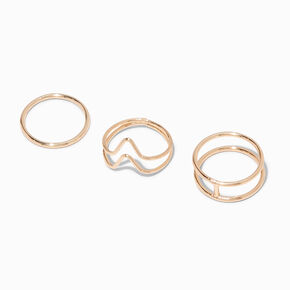 Gold Geometric Midi Rings - 3 Pack,