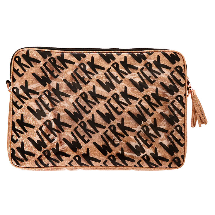 Rose Gold Glitter Werk Laptop Sleeve,