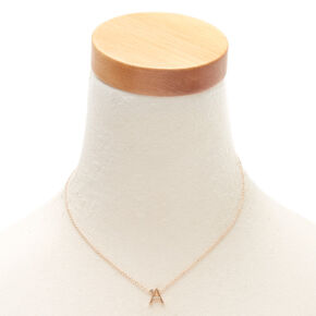 Gold Stone Initial Pendant Necklace - A,