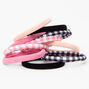 Pink &amp; Black Gingham Rolled Hair Ties - 10 Pack,