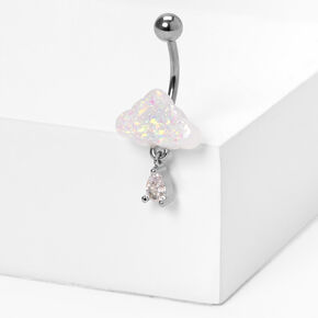 Silver 14G Crystal Glitter Cloud Belly Ring,