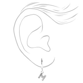 Silver Initial Earring Stackables Set &#40;3 Pack, M&#41;,