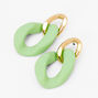 Gold Rubber Green Chainlink Drop Earrings,