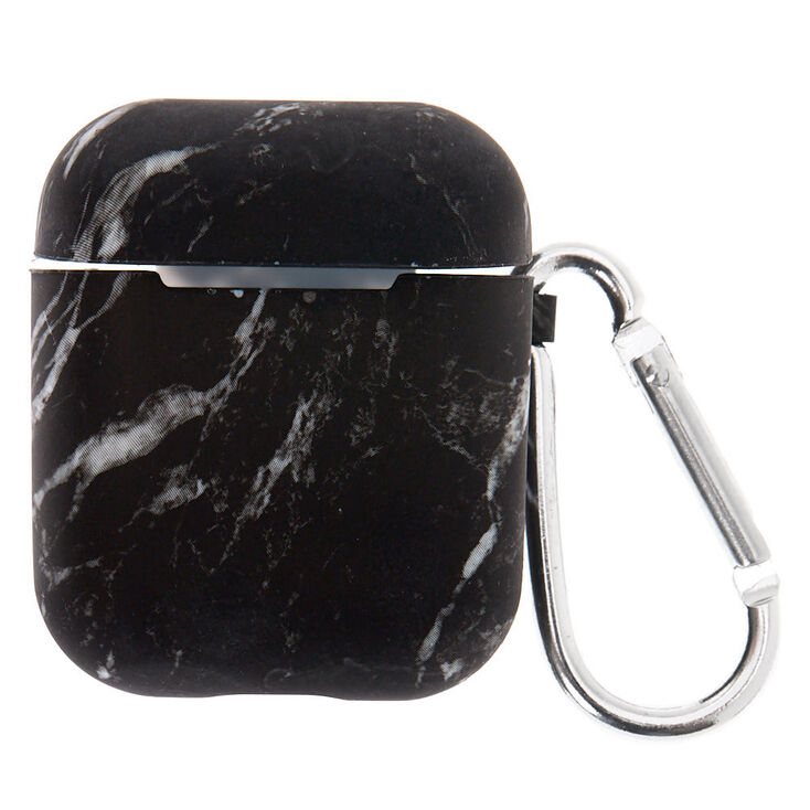 Black Marble Silicone Earbud Case Cover - Compatible With Apple Airpods,
