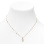 Gold Half Stone Initial Pendant Necklace - C,