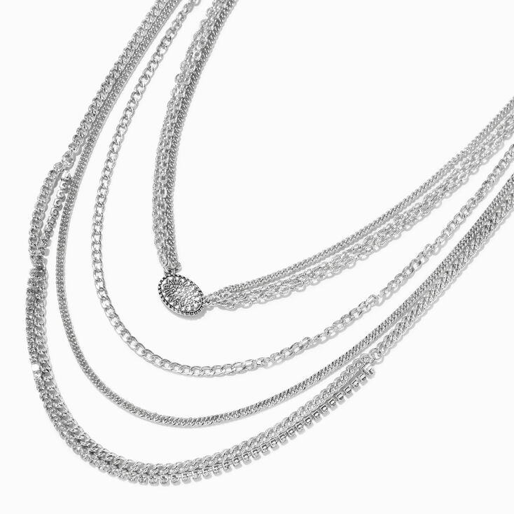 Burnished Silver Chainlink Multi-Strand Necklace,