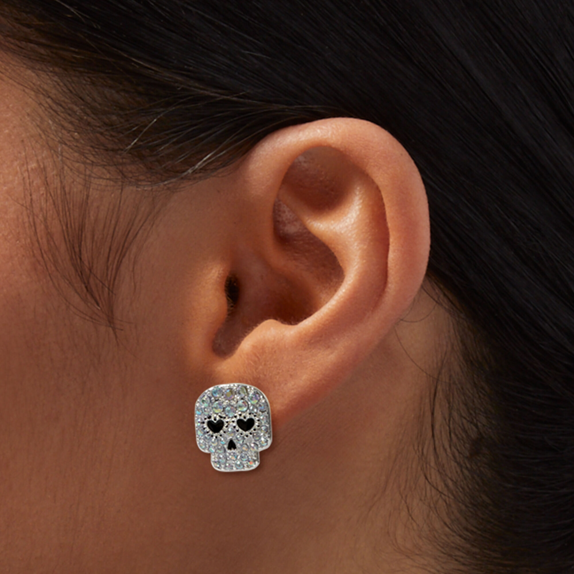 Diamond skull earrings deals