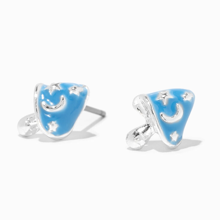 Blue Celestial Mushroom Stud Earrings,