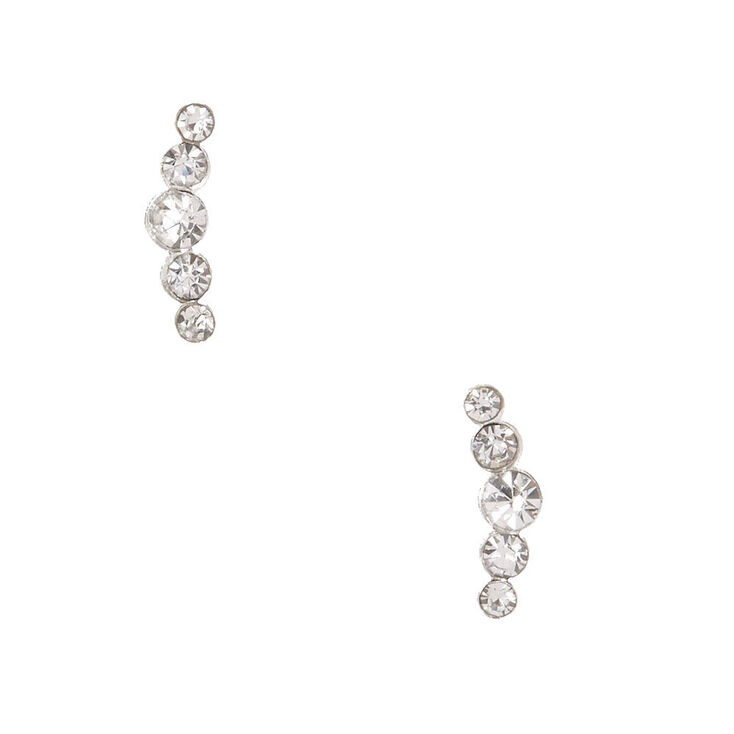 925 Sterling Silver Crystal Crescent Earrings,