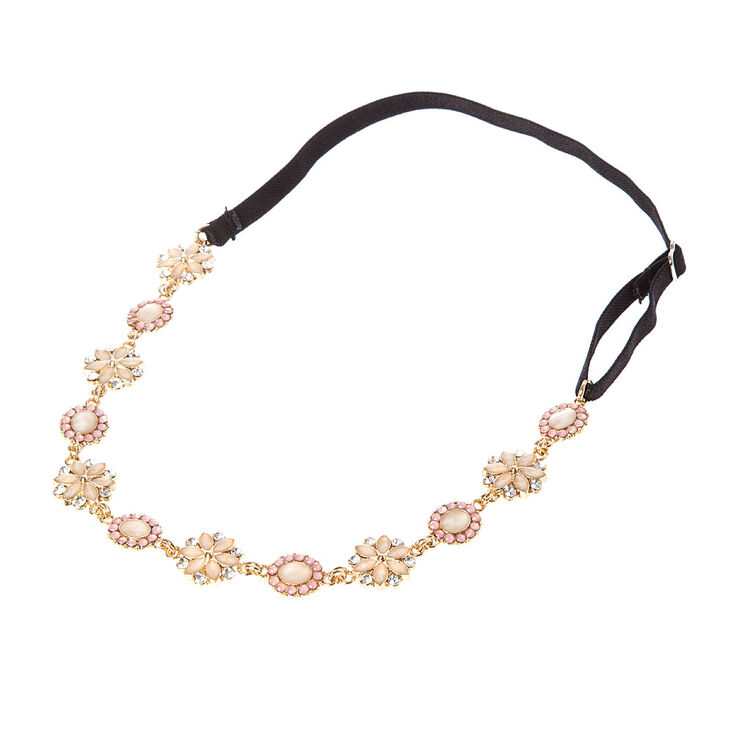 Pink Stone Flowers & Ovals Headwrap,