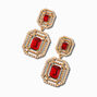 Red Rhinestone Pearl 2&quot; Drop Earrings ,
