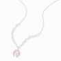 Pink Horseshoe Heart Pendant Necklace,
