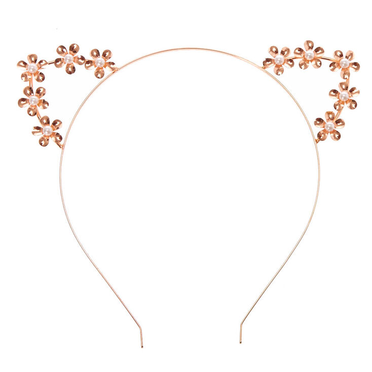 Rose Gold Flower Cat Ears Headband Icing Us
