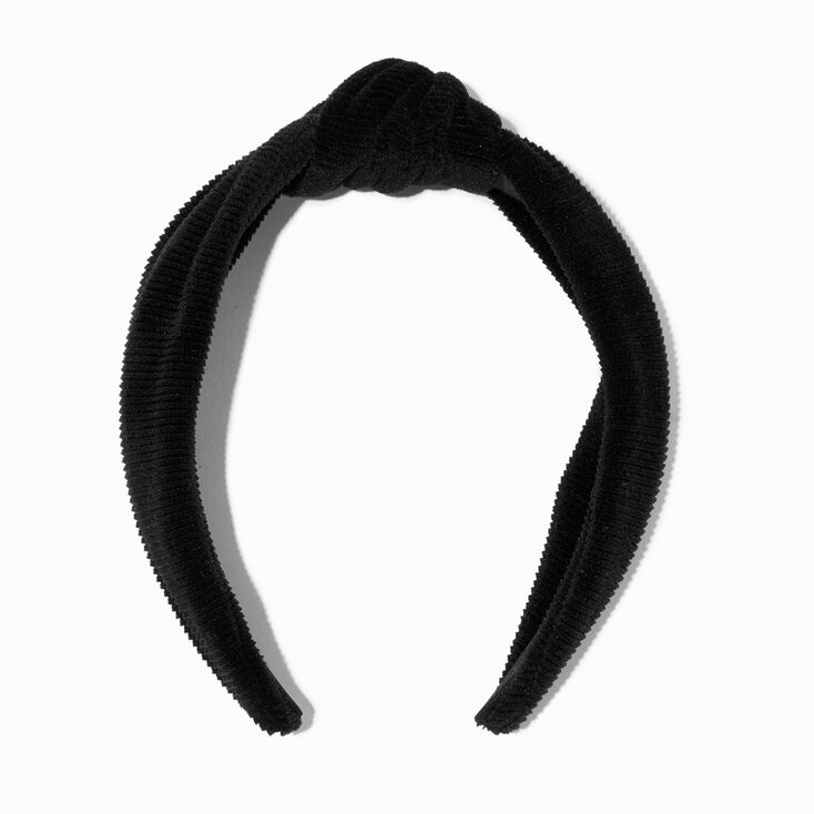Black Ribbed Knotted Headband,