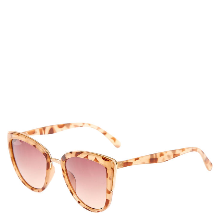 Brown Marble Print Cat Eye Sunglasses,