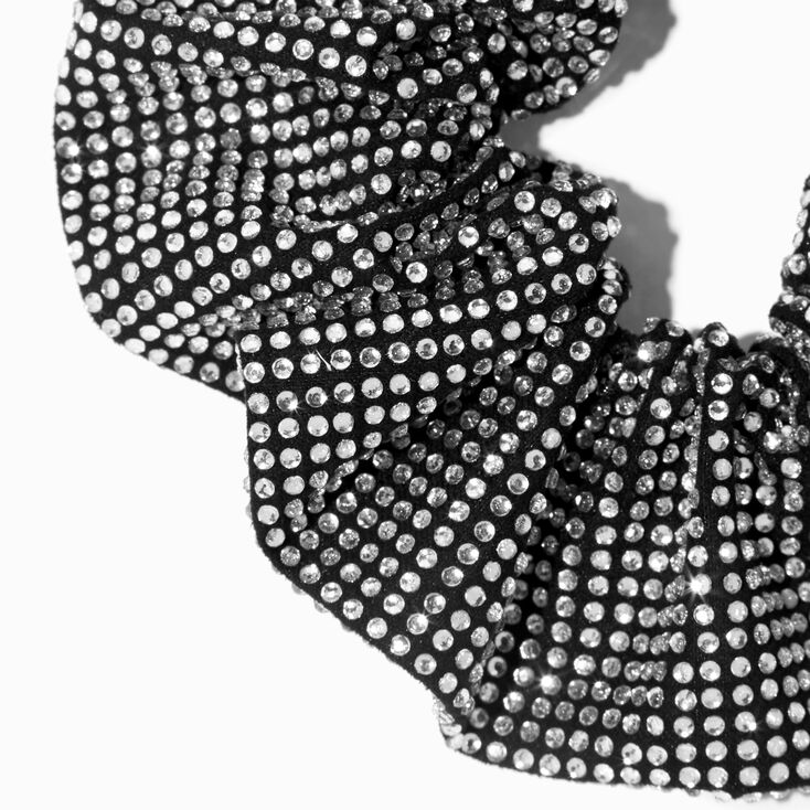 Black &amp; Silver Rhinestone Sparkle Hair Scrunchie,