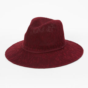 Textured Lightweight Panama Hat - Burgundy,