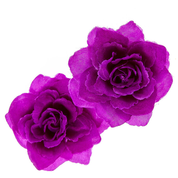 2 Pack Purple Shabby Rose Hair Clips,