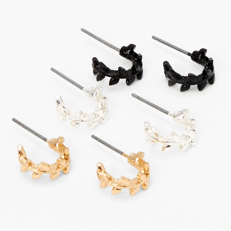 Mixed Metal Filigree Half Hoop Earrings - 3 Pack,