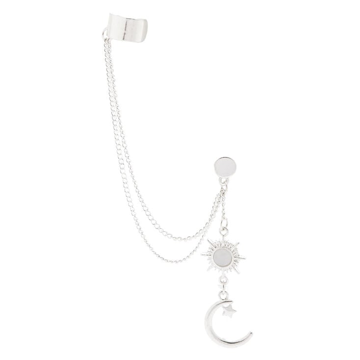 Silver Celestial Connector Earrings,
