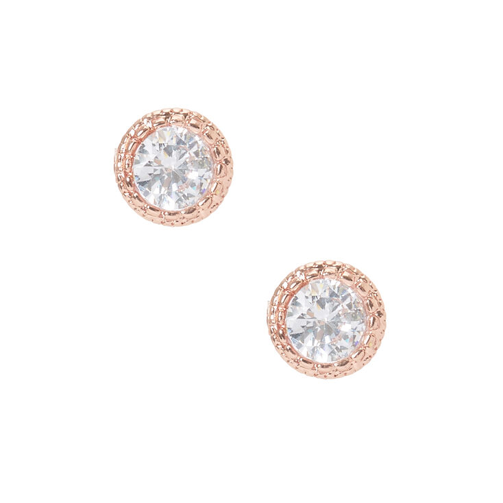 Rose Gold Plated Crystal Studs,