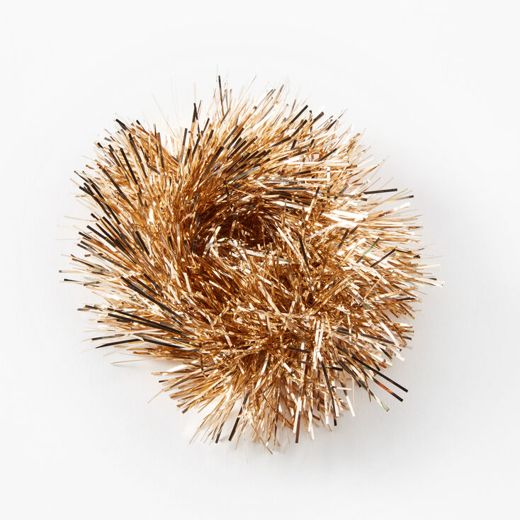 Medium Tinsel Hair Scrunchie - Gold,