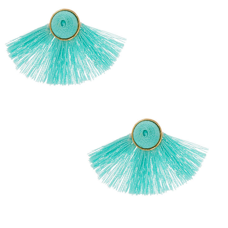 Tassel Fan Stud Earrings - Mint,