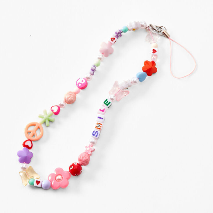 Smile Beaded Phone Strap,