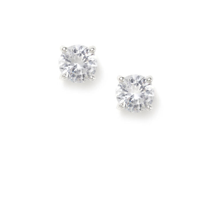 6MM Butterfly Set Cubic Zirconia Round Stud Earrings,